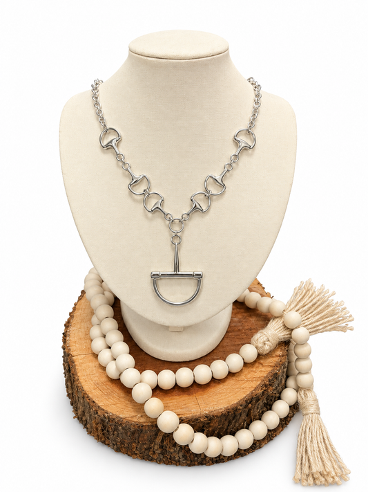 Silver Horsebit Lariat Necklace