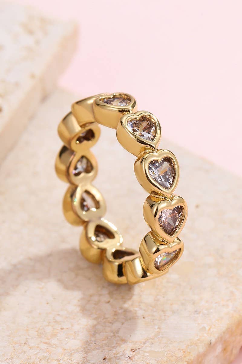 Gold Heart Rhinestone Ring
