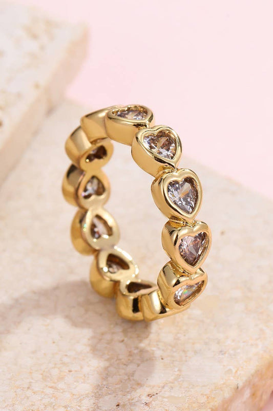 Gold Heart Rhinestone Ring