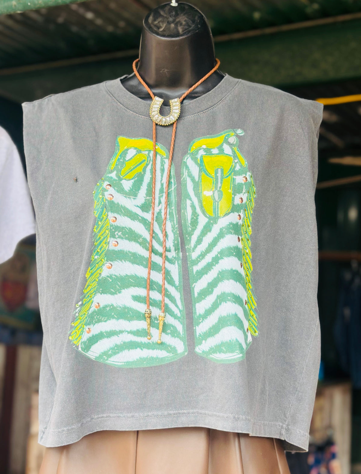 ZEBRA CHAPS TEE- GREEN