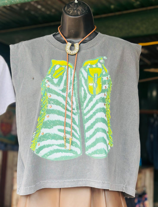 ZEBRA CHAPS TEE- GREEN