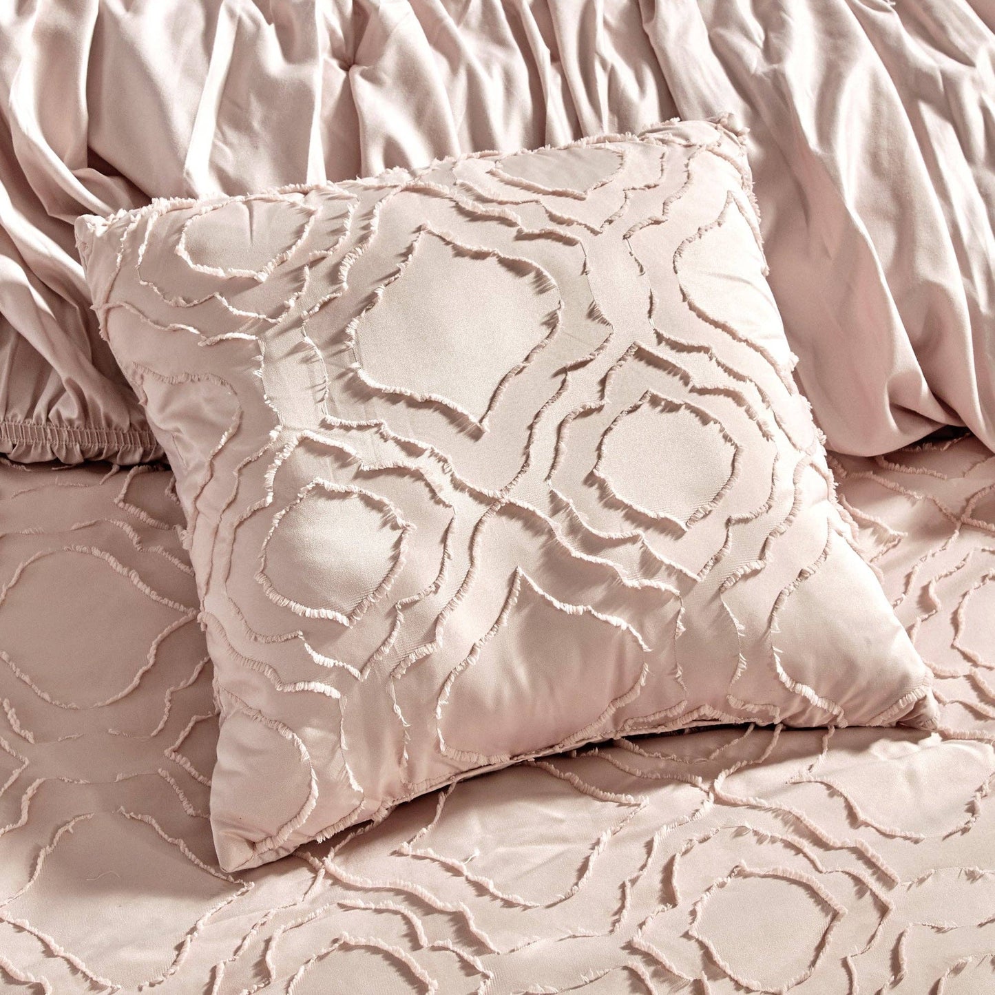 Ultra Soft Ruffle Pink Pleated Comforter - 7 Piece Set