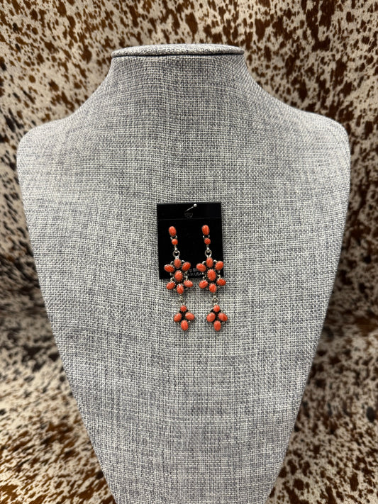 Orange Spiney Stone Earrings