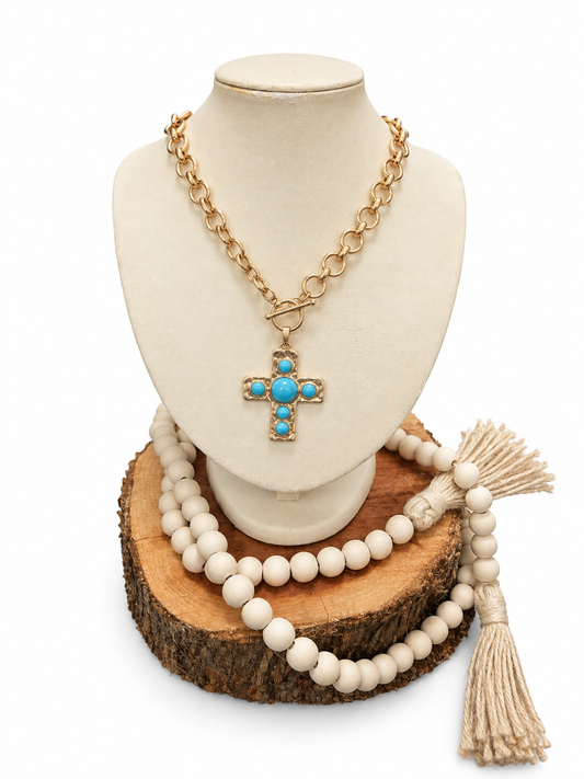Turquoise Cross Toggle Necklace