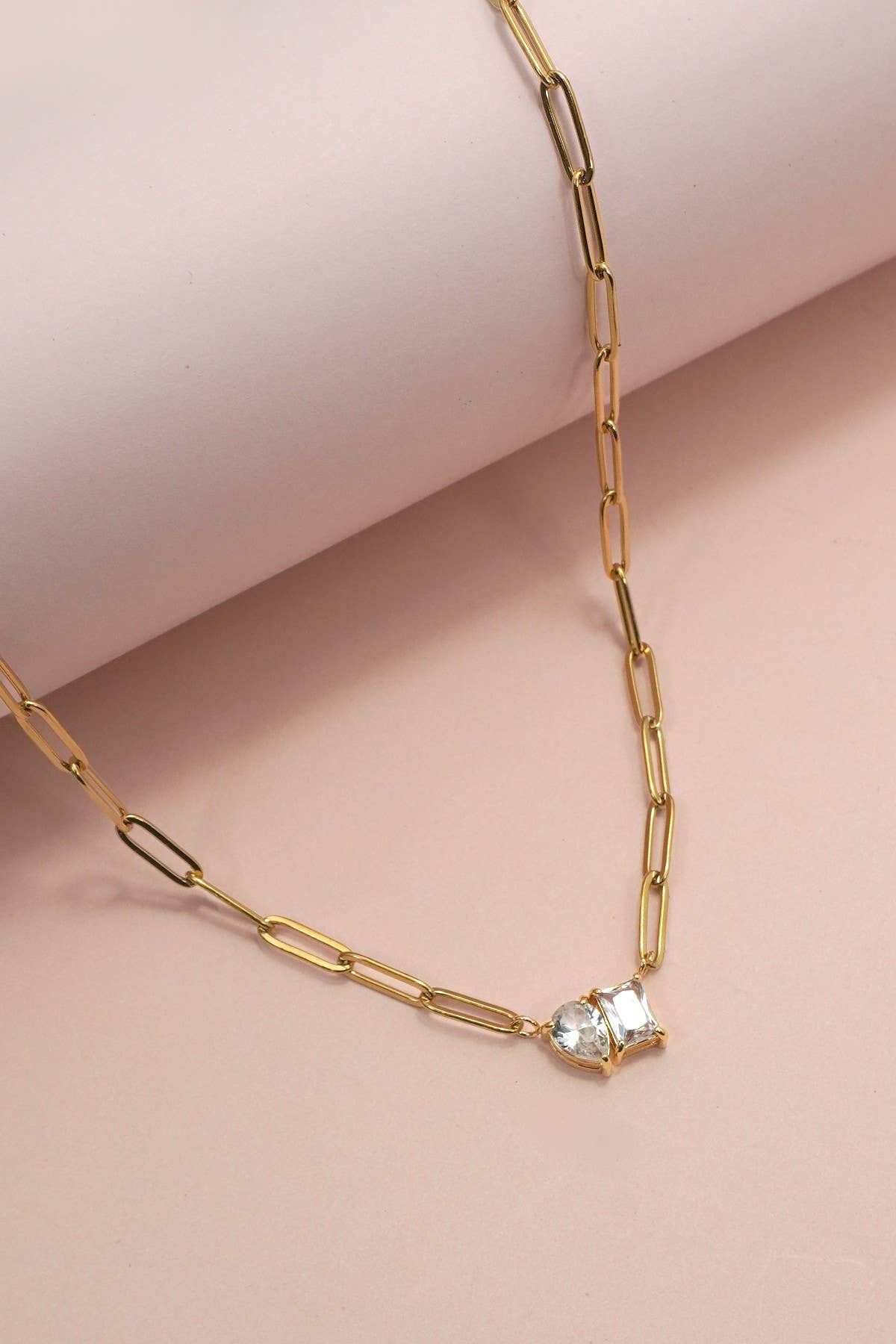 Double Jeweled Paperclip Necklace