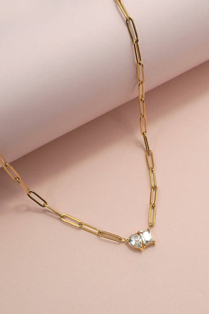 Double Jeweled Paperclip Necklace