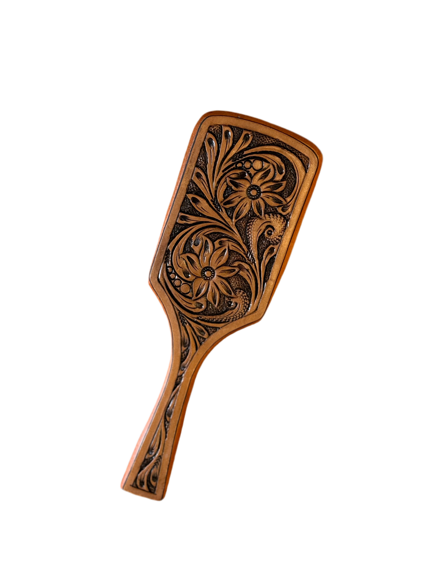Classic Tooled Leather Hair Brush