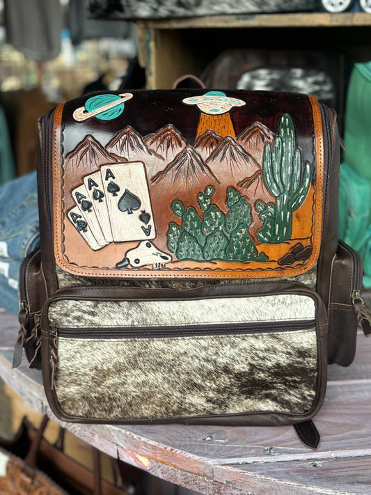 Cosmic Cowboy Cowhide Backpack