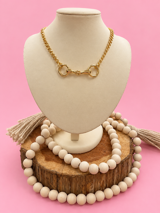 Gold Horse Bit Chain Necklace