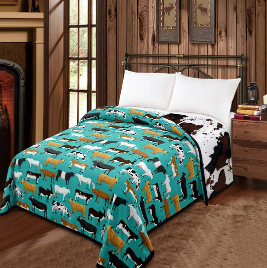Cows & Cow Print- King Reversible Blanket