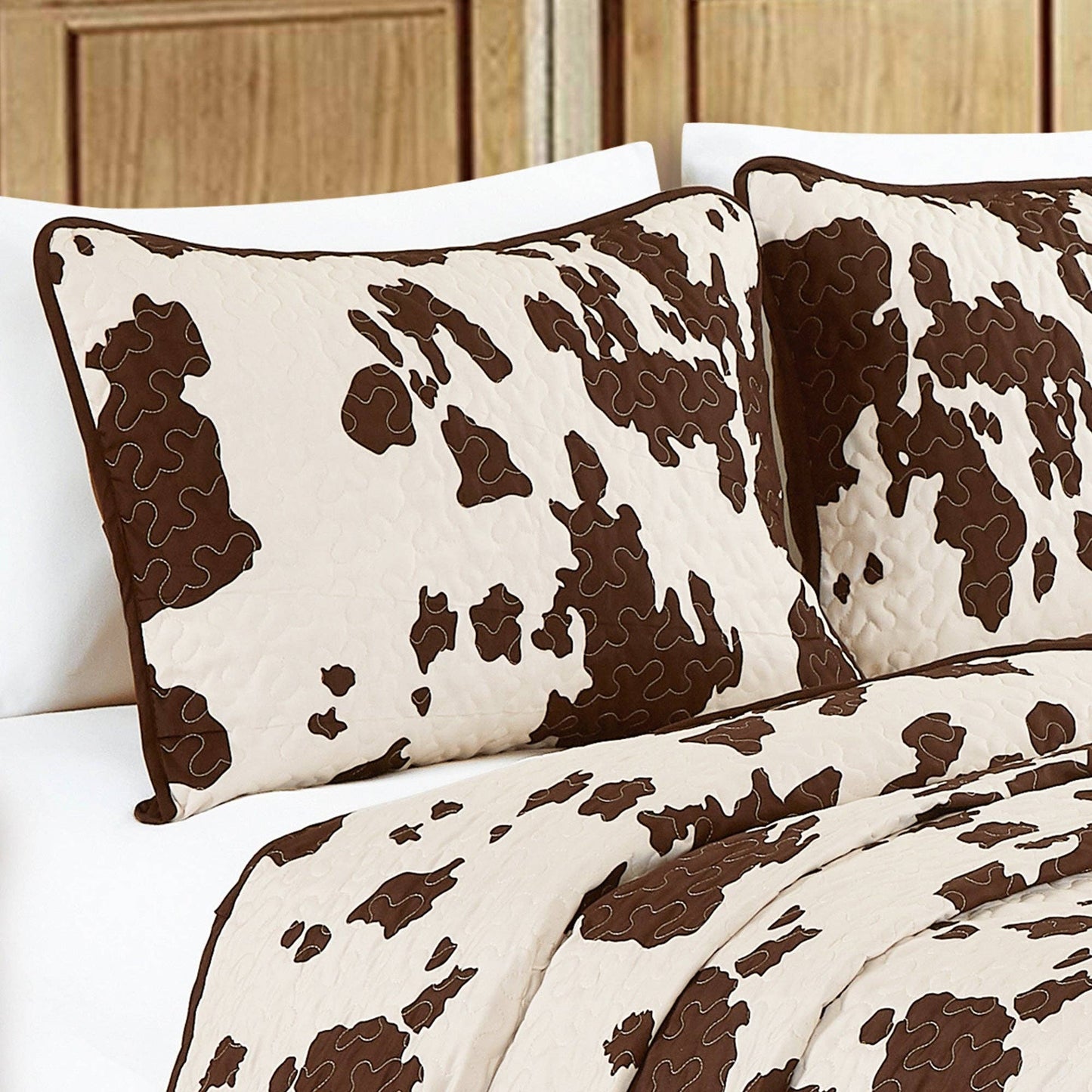 Rustic Cowhide Brown Bedspread Quilt - 3 Piece Set