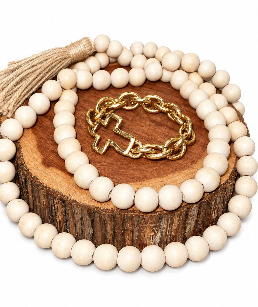 Chunky Chain Gold Cross Bracelet