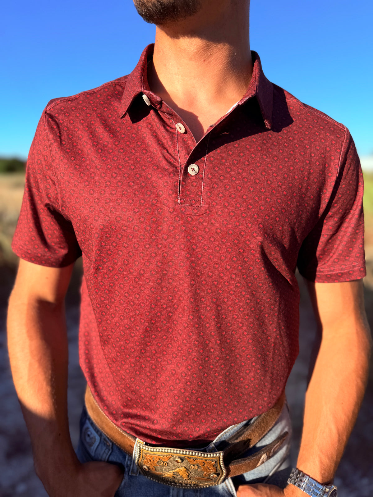 Performance Polo - Vintage Helmets - Maroon