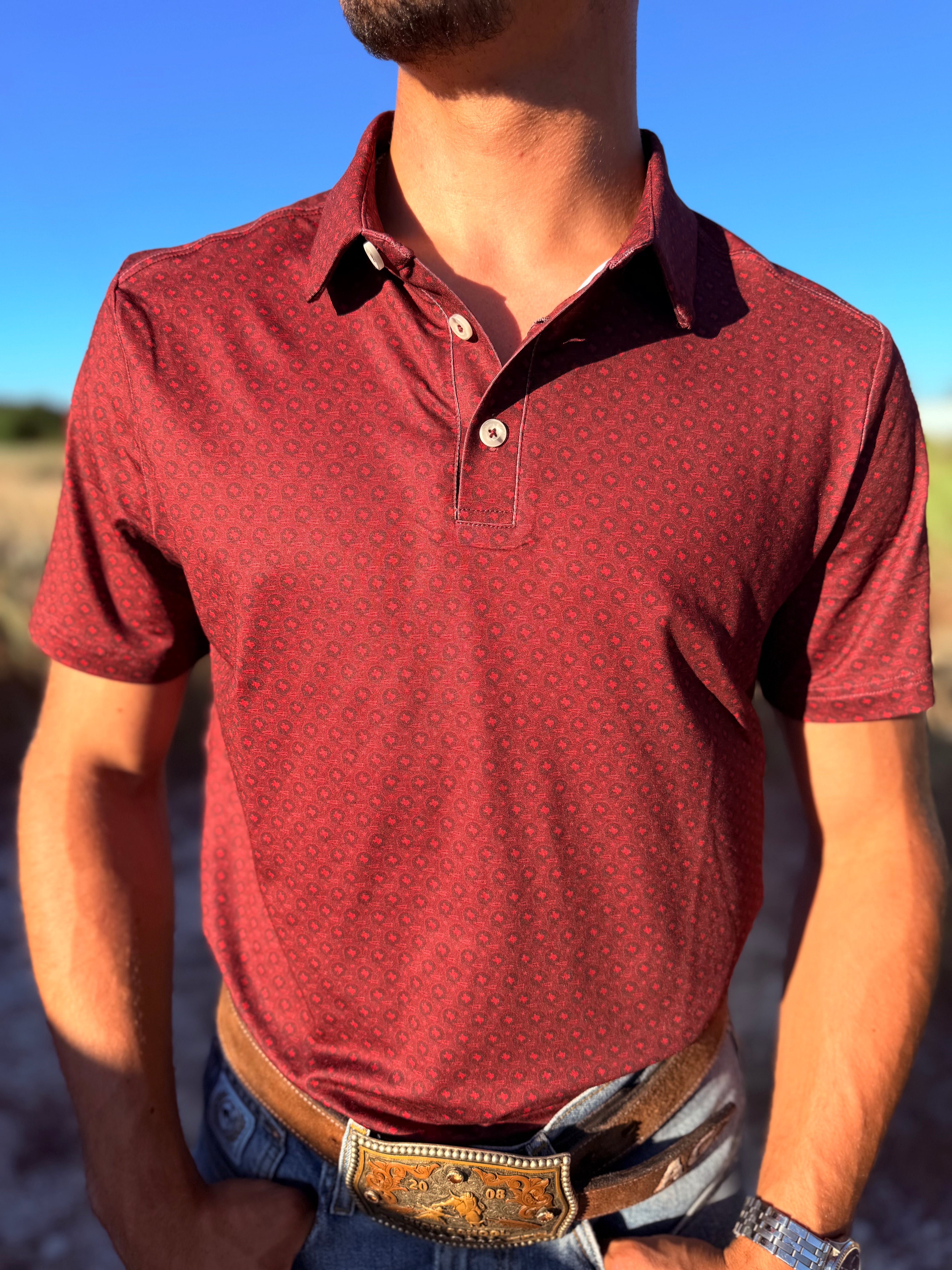 Performance Polo - Vintage Helmets - Maroon