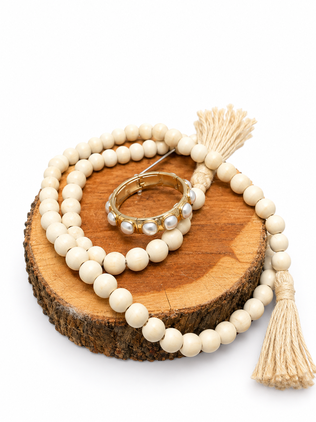 Gold Pearl Stretch Bracelet
