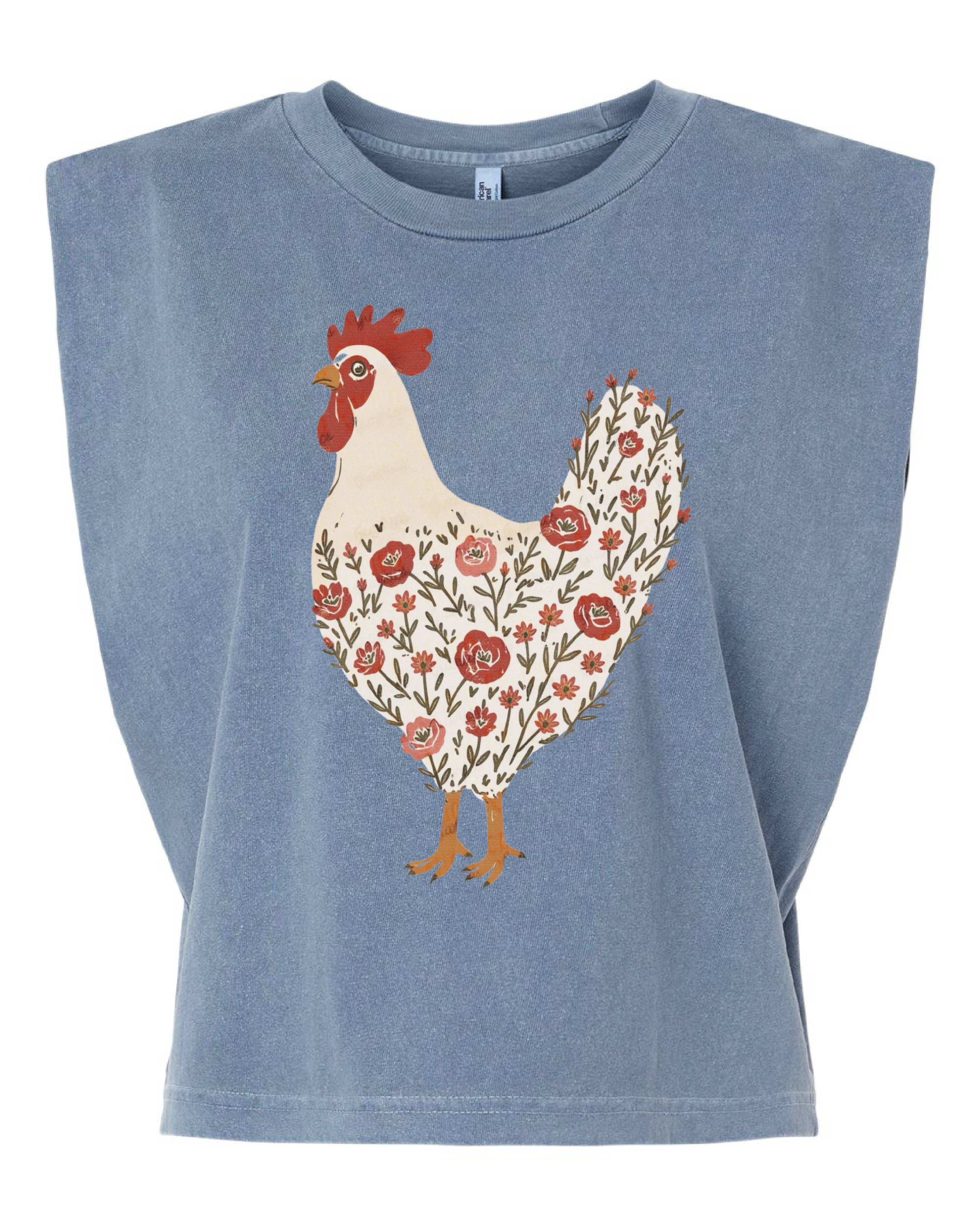The Floral Chicken Boxy Tank