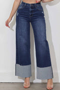 Wide Leg Cuff Jeans