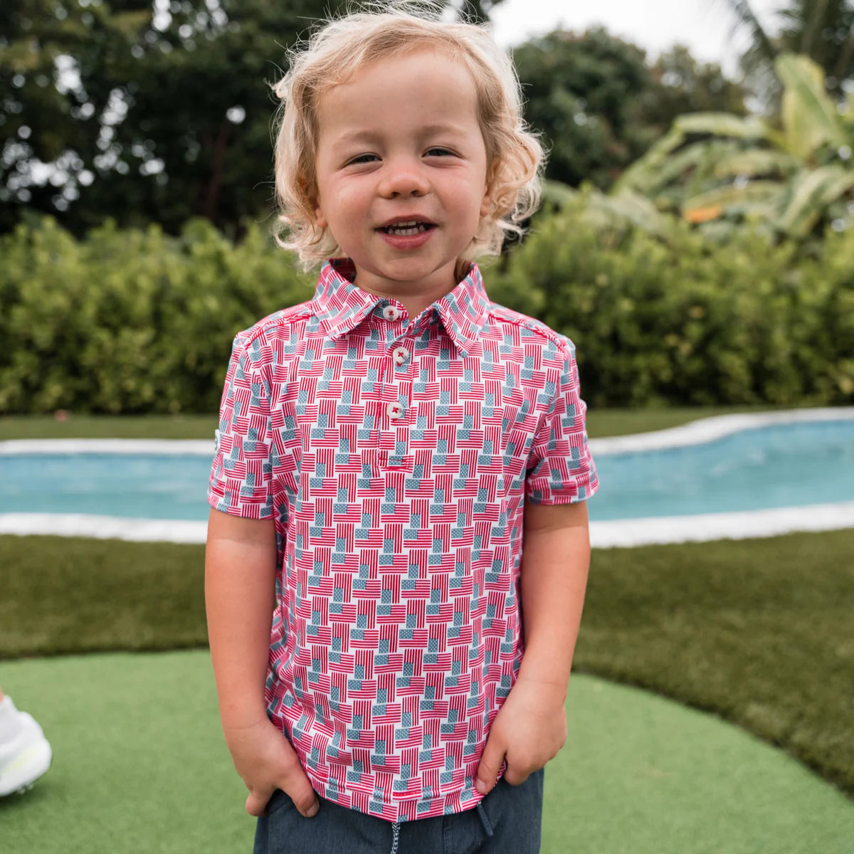Burlebo Youth Polo - American Flag Print