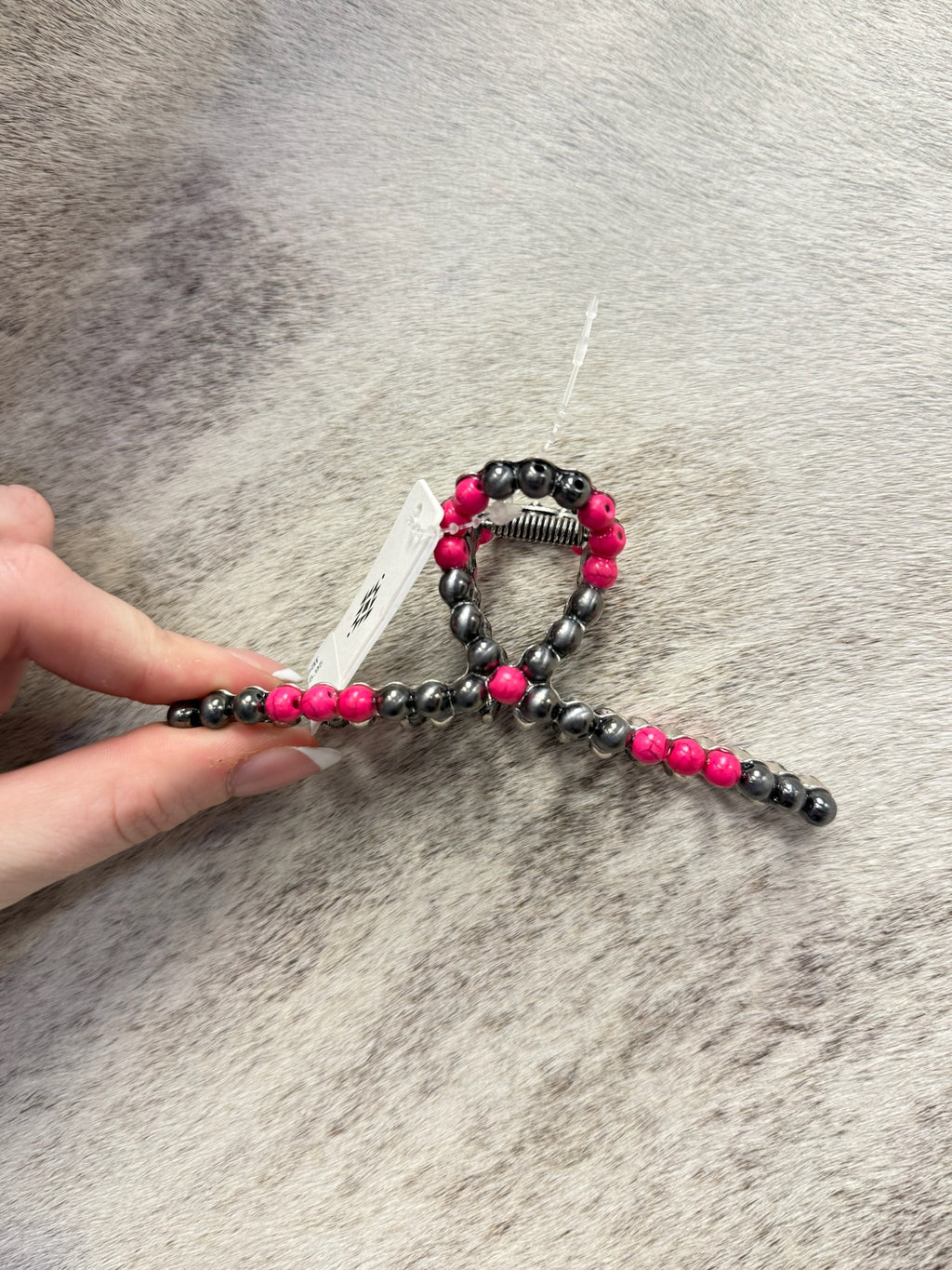 Faux Colored Bead Claw Clip