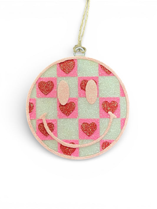 Checkered Heart Smiley Face Freshie