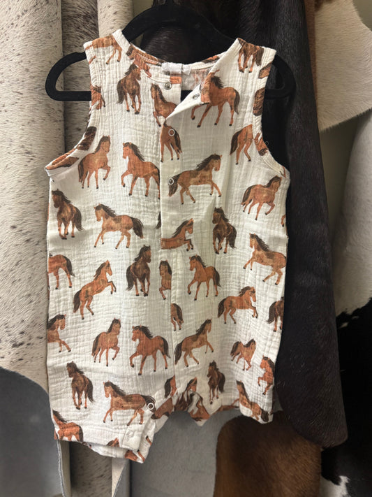 Horses Sleeveless Shortie Romper