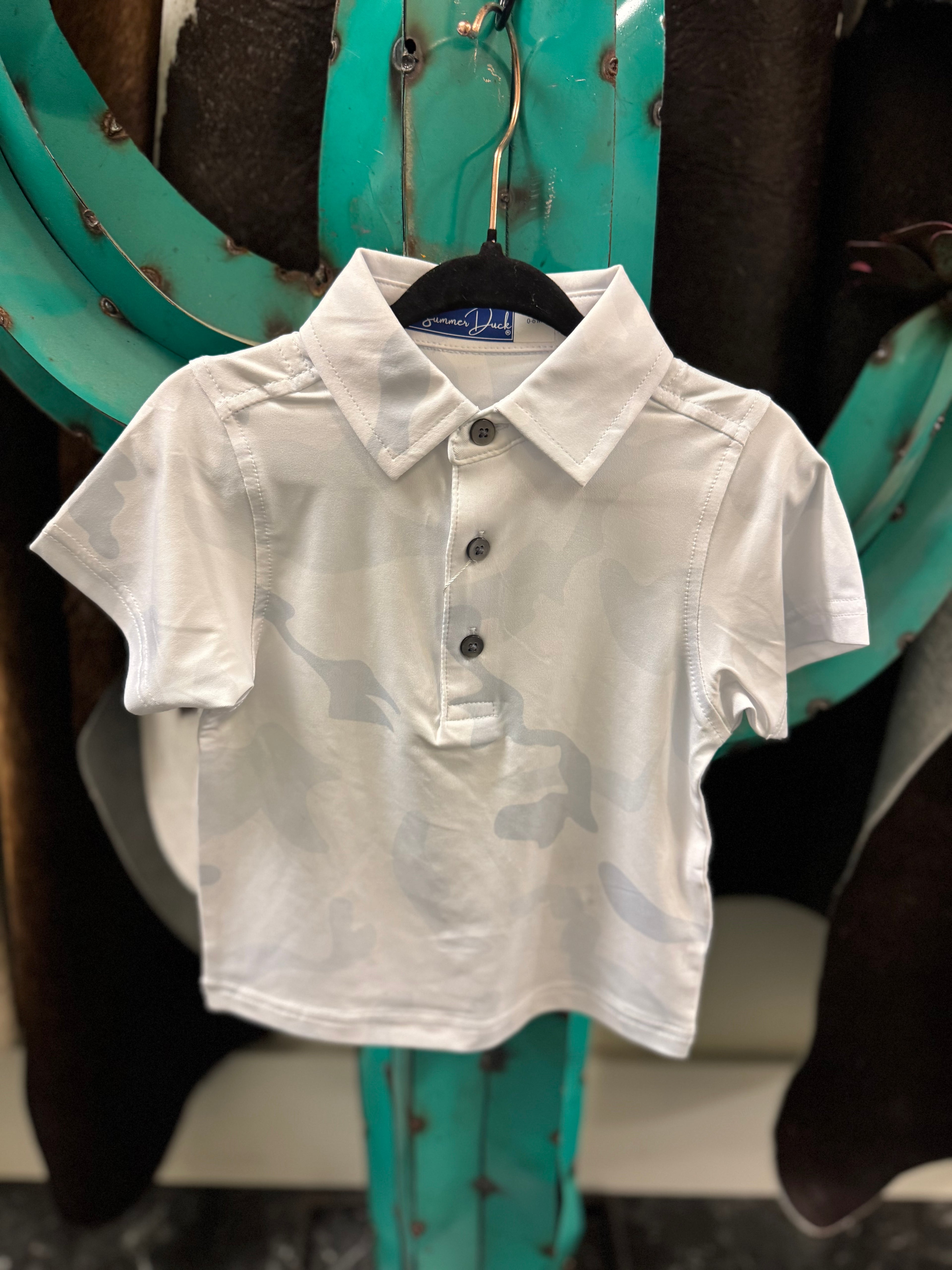 White Camo Boys Polo