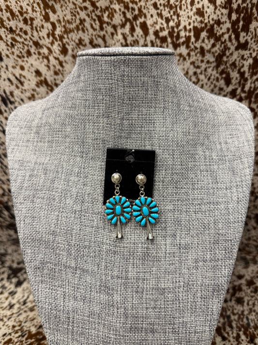 Turquoise Concho Pendant Earrings