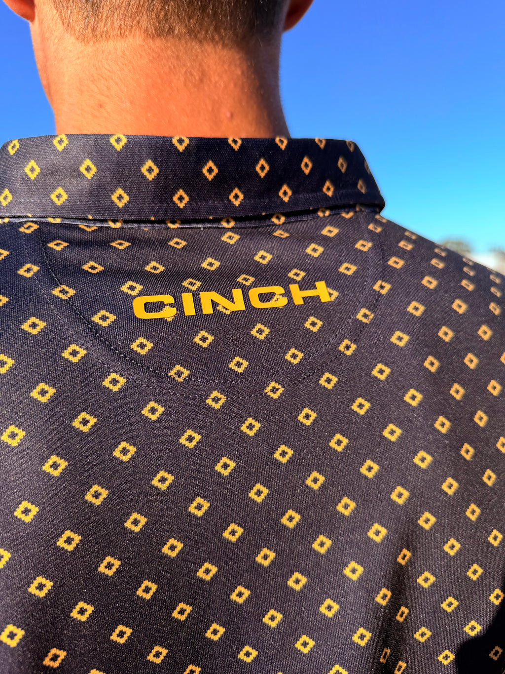 Cinch Men's Navy Diamond Print Polo