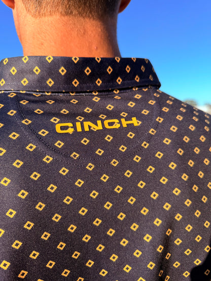 Cinch Men's Navy Diamond Print Polo