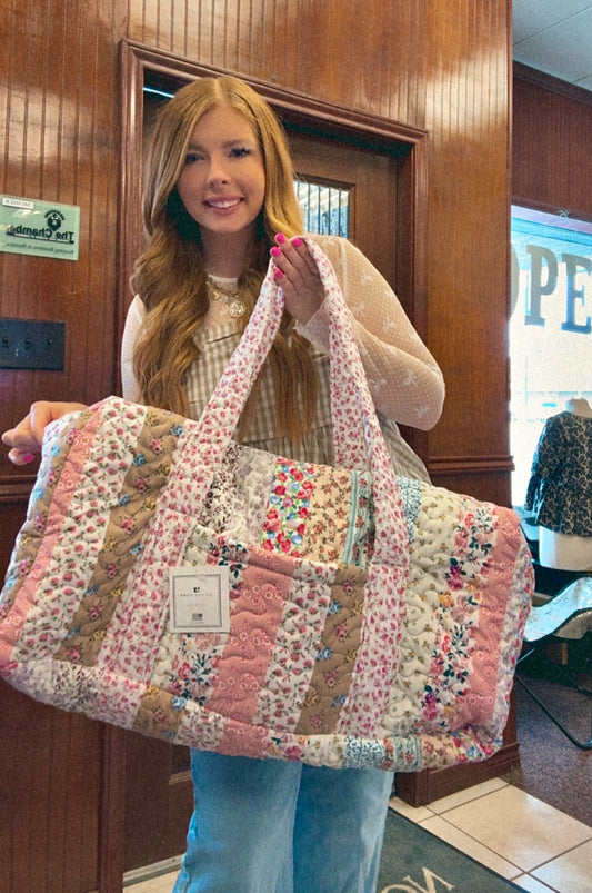 Paige Patchwork Stripe Quilted Duffle Bag