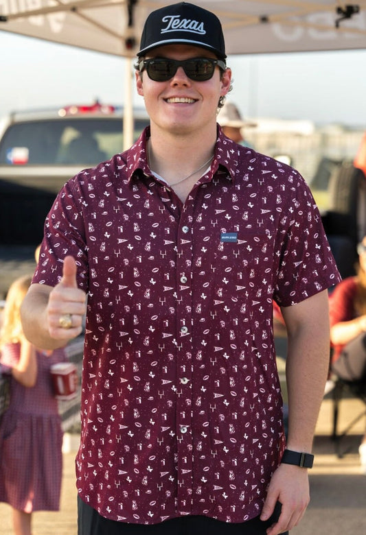 Burlebo Performance Button Up Gameday in College Station