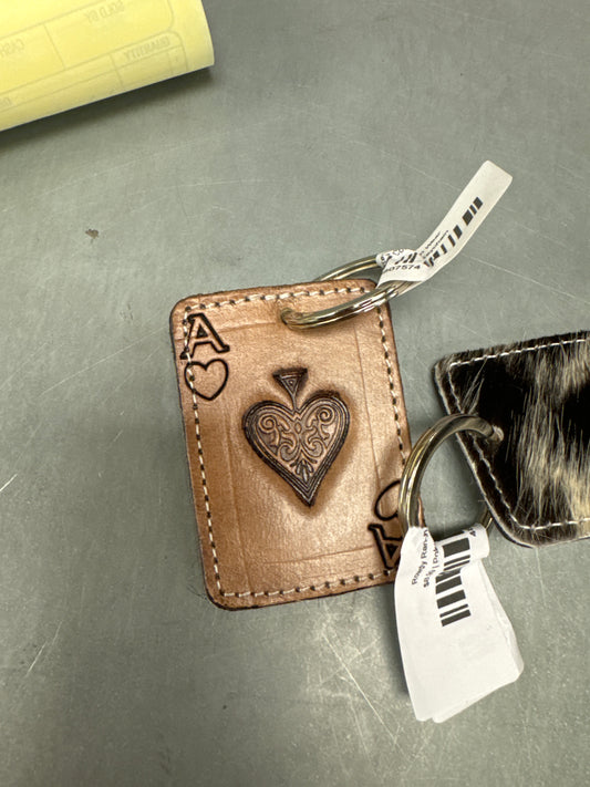 Poker Cowhide Keychain