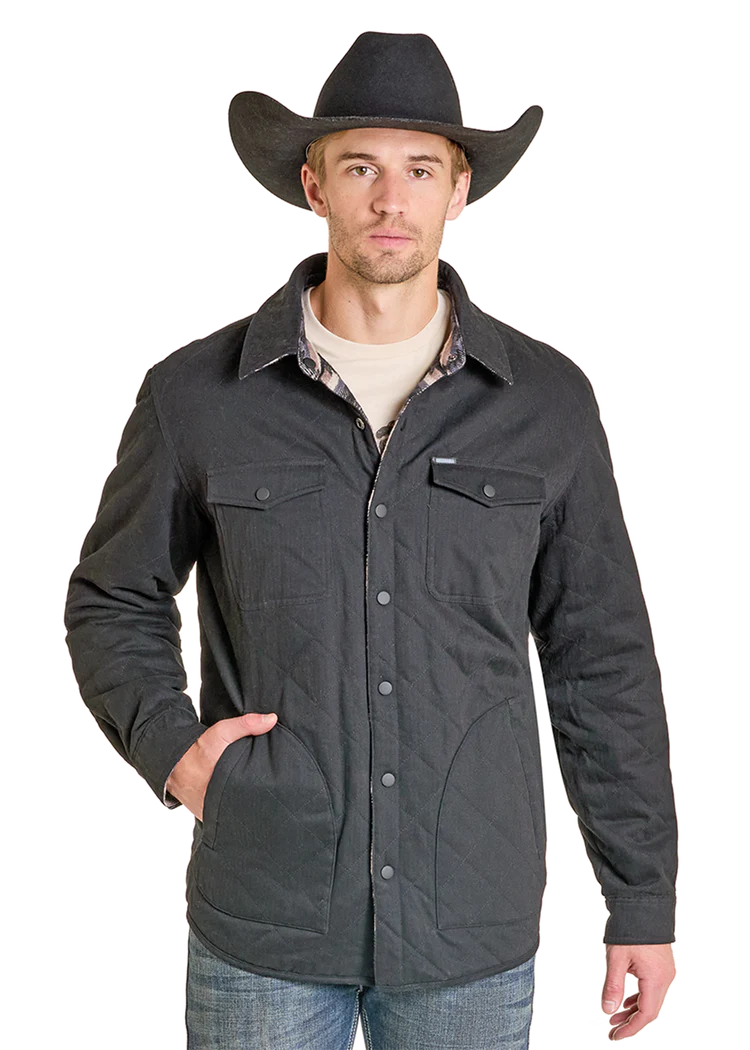 Reversible Aztec Herringbone Shirt Jacket