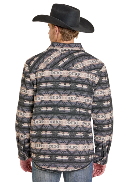 Reversible Aztec Herringbone Shirt Jacket