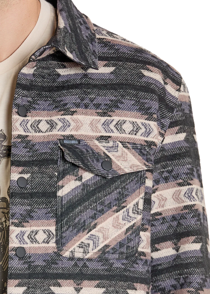 Reversible Aztec Herringbone Shirt Jacket
