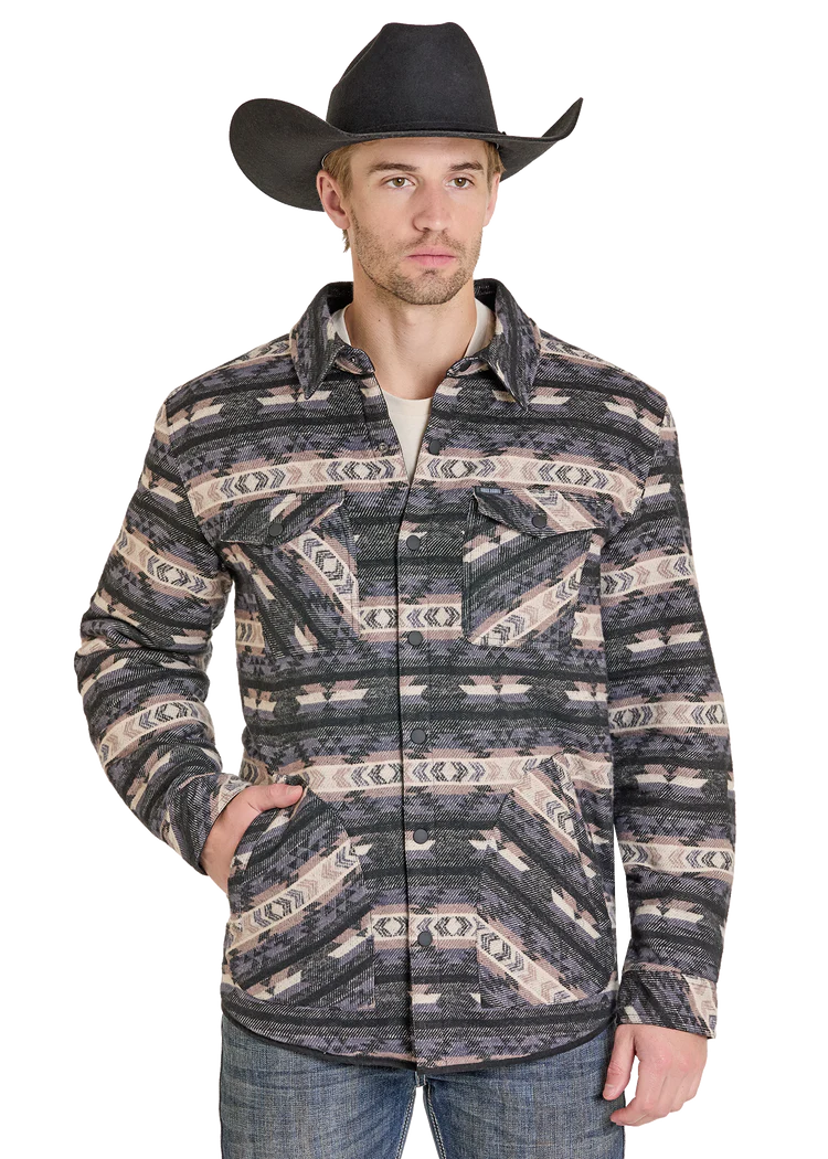 Reversible Aztec Herringbone Shirt Jacket