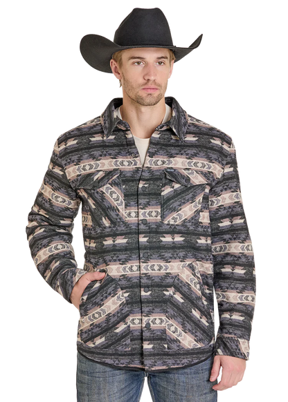 Reversible Aztec Herringbone Shirt Jacket