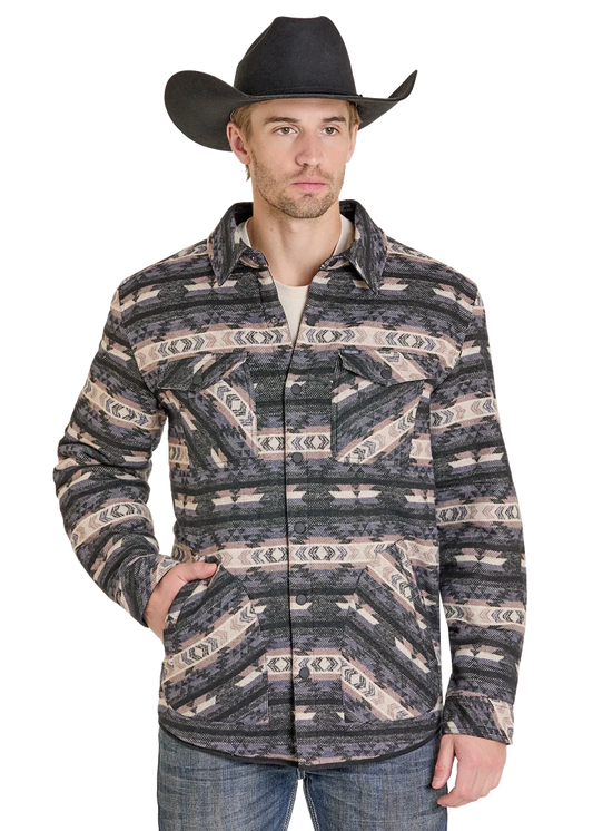 Reversible Aztec Herringbone Shirt Jacket