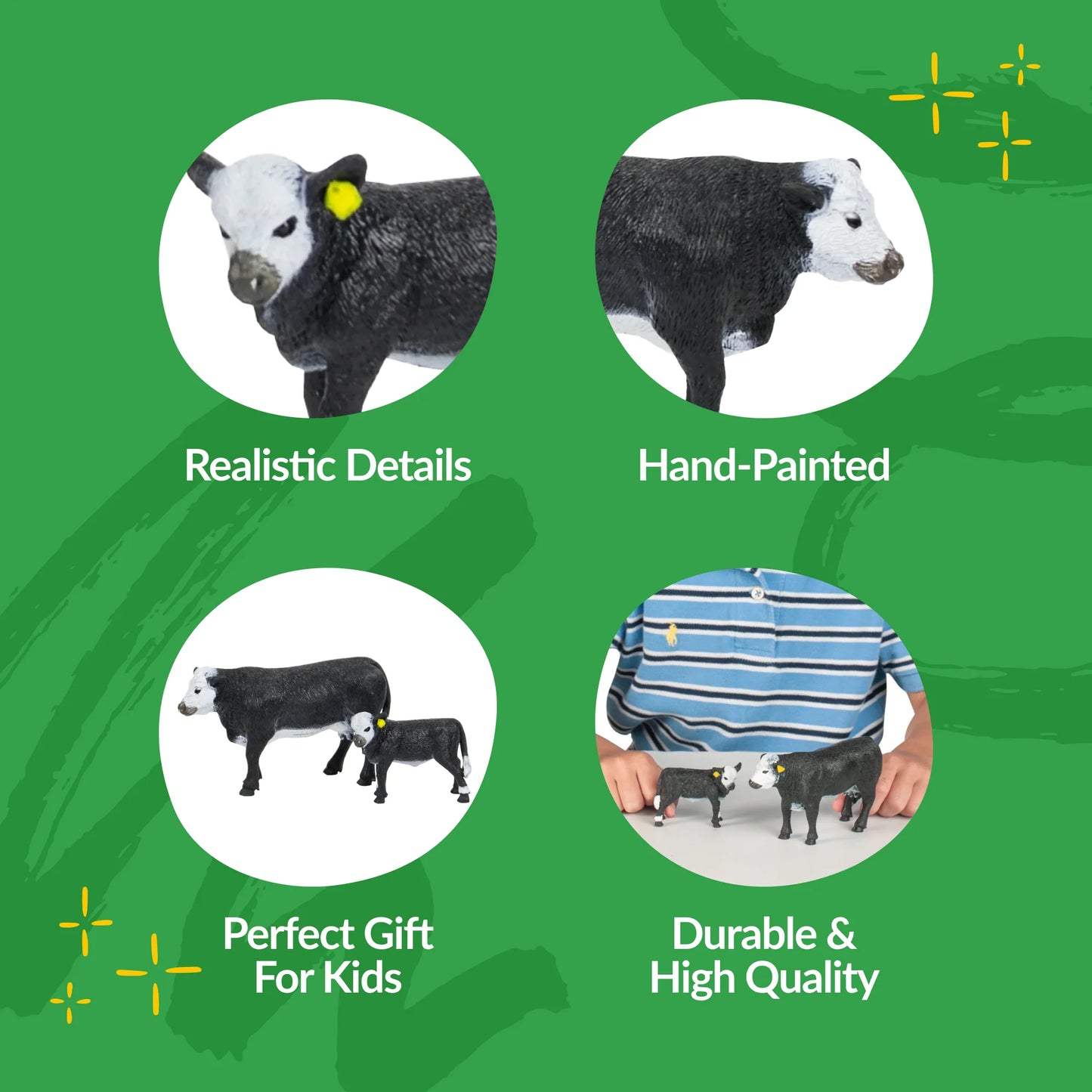 Black Baldy Cow Calf Pair Toy