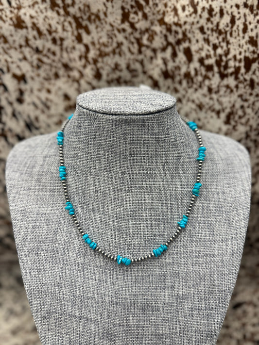 Turquoise Cluster Navajo Pearl Necklace