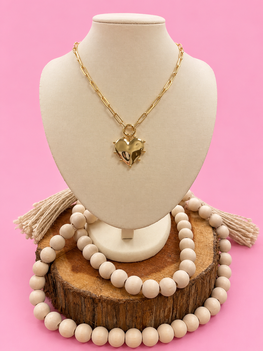 Spiky Heart Paperclip Necklace