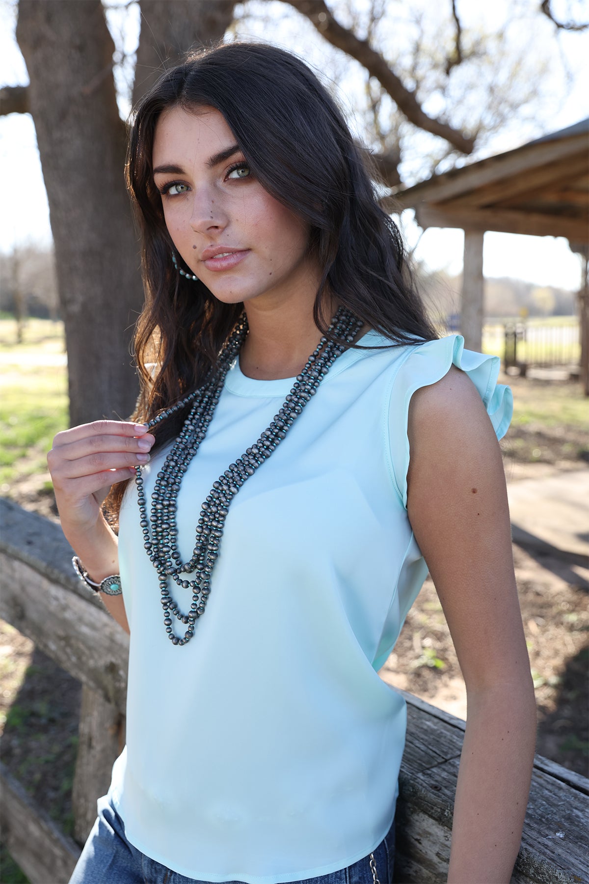 Sky Breeze Ruffle Blouse