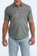 Cinch Men's Navy Geometric Snap Camp Shirt