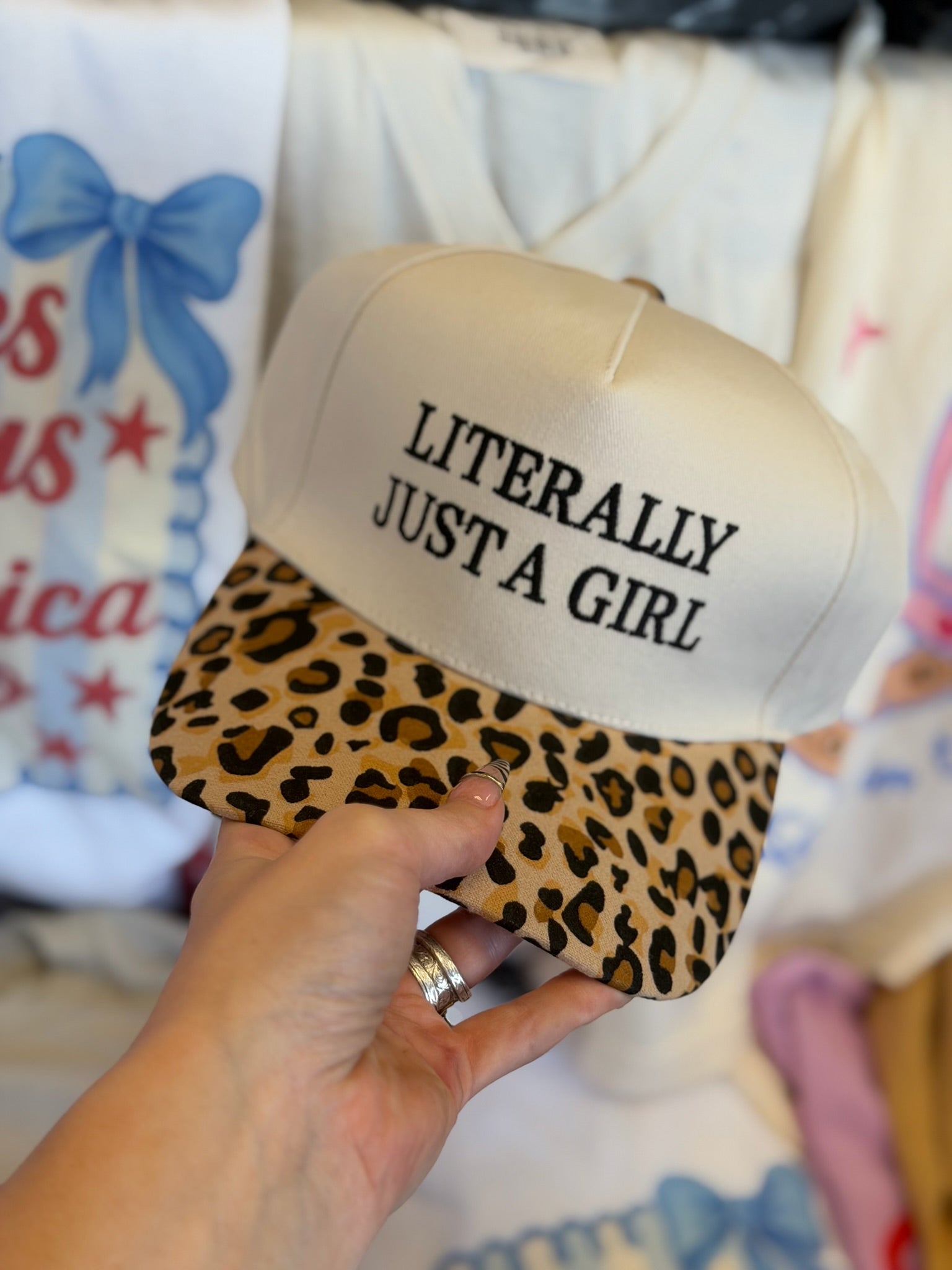 JUST A GIRL TRUCKER HAT- LEOPARD