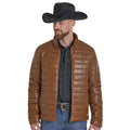 Rock N Roll Denim Distressed Faux Leather Puffer Jacket