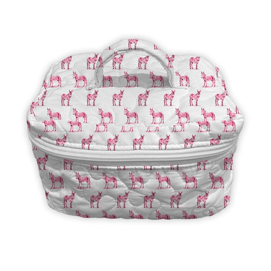 Donkey Icon Fuchsia Quilted Travel Case