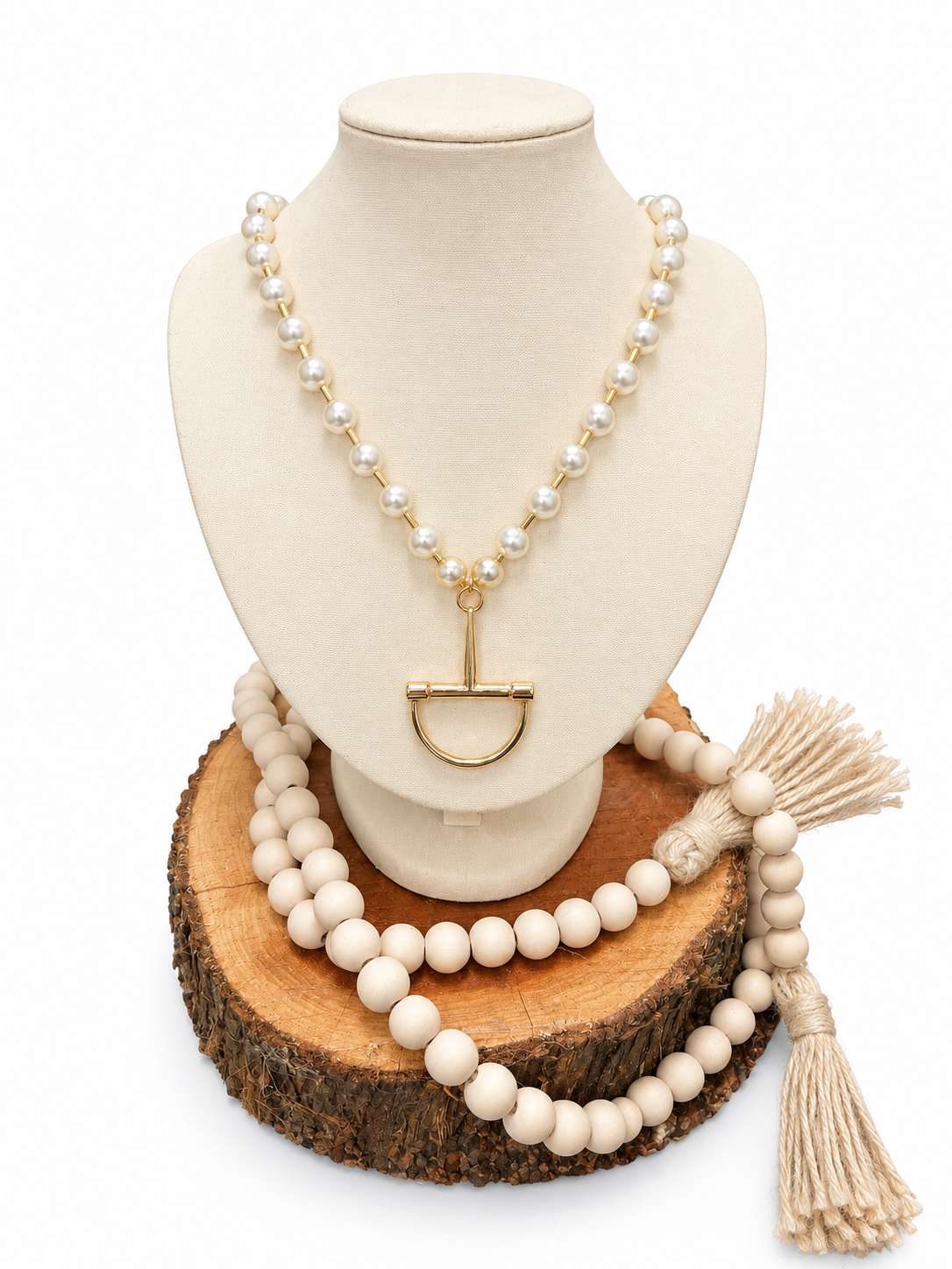Gold Bit Pearl Necklace