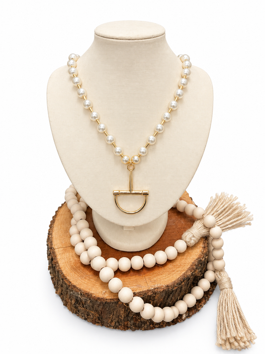 Gold Bit Pearl Necklace