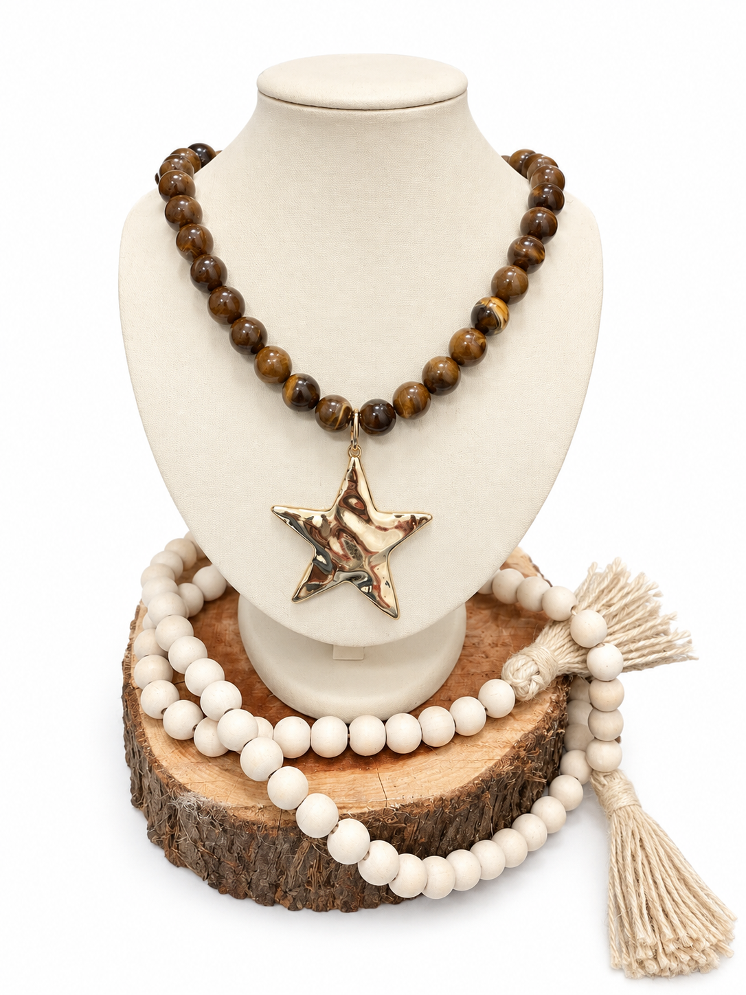 Brown Bead Star Necklace