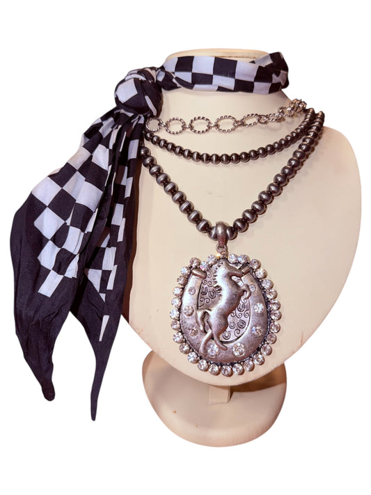 Rhinestone Stallion Necklace